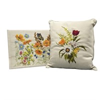 Crewel Embroidery Pillow & Picture