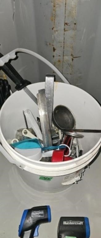 Container of knife sharpener and other tools