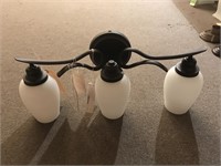 3 white spiral glass globed wall mount fixture