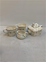 Belleek Ceramics,"Ireland" Tea Pot and Mugs