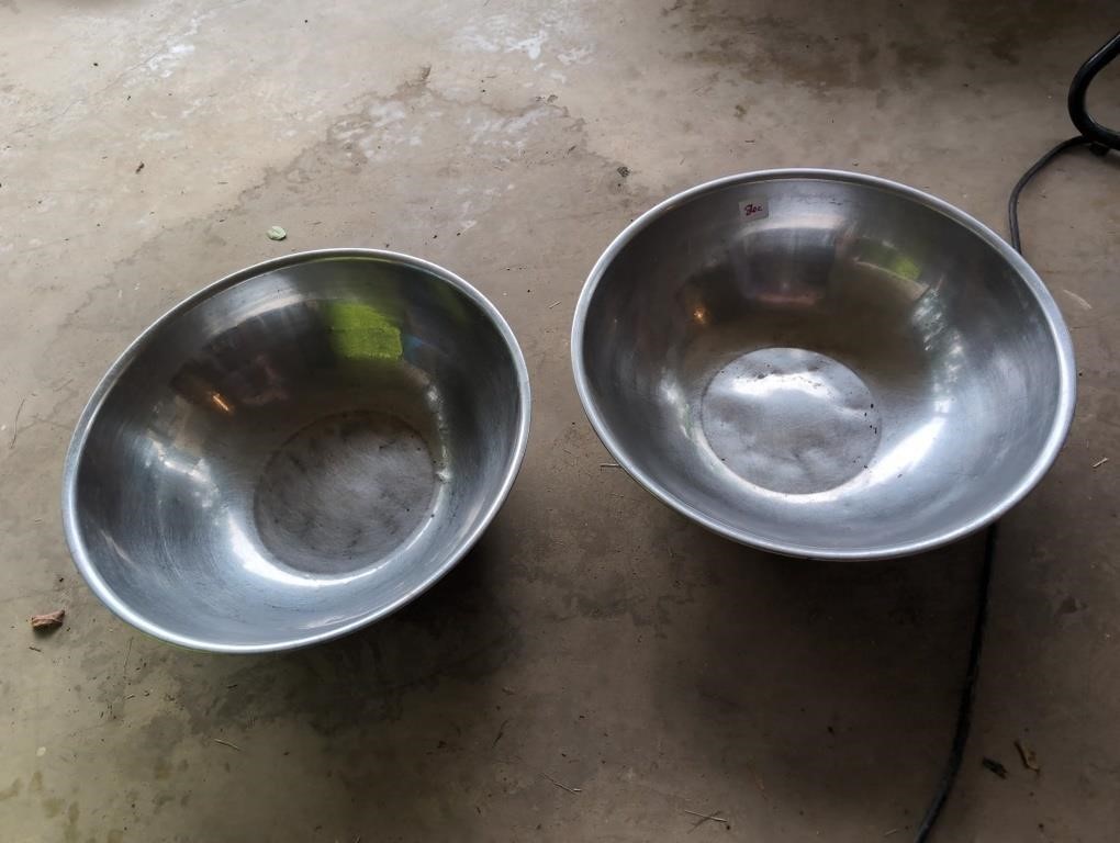 2 large stainless bowls