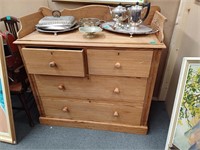 Victorian Pine Gallery Top Chest of 2 Short over