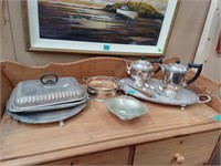 Collection of Silver Plated items including Trays