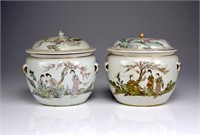 PAIR OF CHINESE REPUBLICAN PORCELAIN COVERED JAR