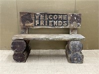 "WELCOME FRIENDS" Wooden Bench