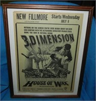 Vtg Signed House of Wax Lobby Movie Poster, Paul