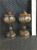 Vintage Glass Oil Lamp Bases Lot of 2