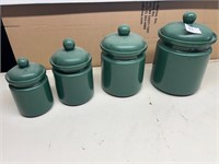4PC GREEN CANISTER SET 8 1/2" TALLEST