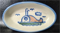 MA Hadley Whale Oval Pottery Dish