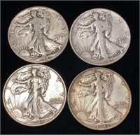 (4) Standing Liberty Silver Half Dollar Coins