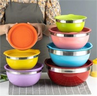 7Pcs Colorful Stainless Steel Bowls with Lids Sala