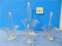 (4) Glass Baskets - Small, Medium & Large