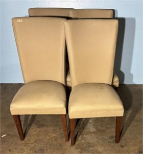 Four Tan Upholstered Modern Side Chairs