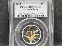 Graded Canada 50 Cent  Tulip Silver Coin