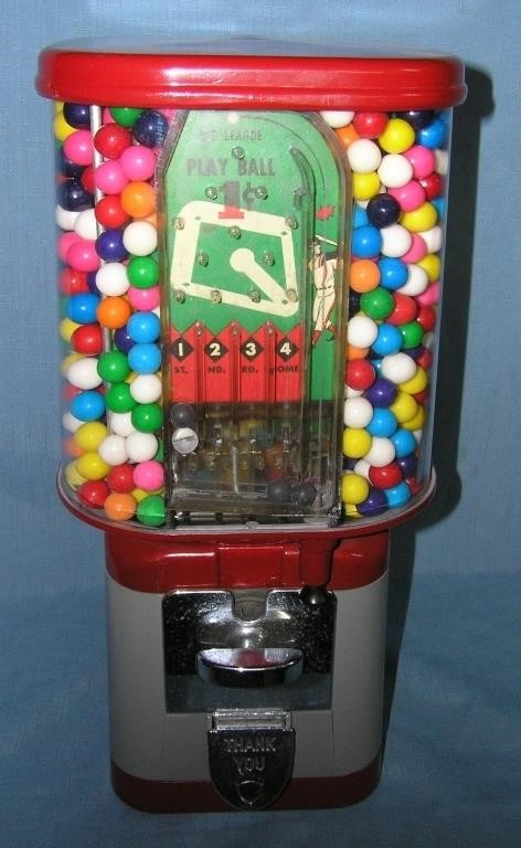 Antique Big League Play Ball gumball machine