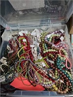 Plastic Tote Full of Jewelry Making Beads-Most