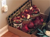 Ceramic canister set & decorative apples