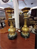 Pair of Marble & Brass Table Lamps