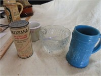 MEZSANA VINTAGE TIN, SHAVING MUG AND MISC