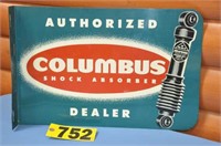 Vintage Columbus Shocks metal dealer flange sign