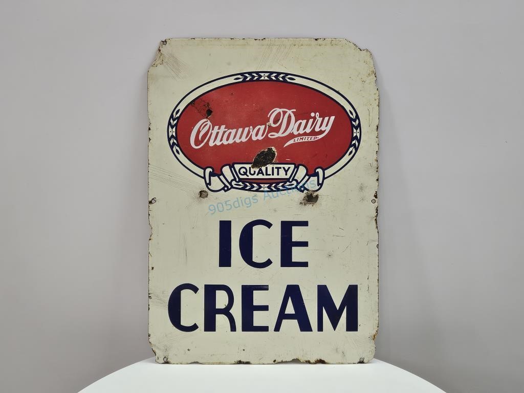 Ottawa Dairy Ice Cream Double Sided Tin Sign