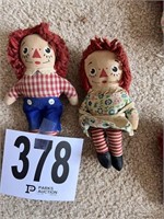 Vintage miniature Raggedy Ann & Andy dolls