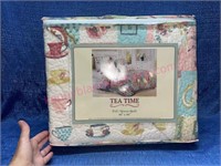 New "Tea Time" Queen Quilt (86x86) (machine done)