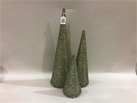 Lot of 3 Silver Sequin Christmas Trees