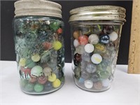2  Nice Pint Size Jars of Marbles