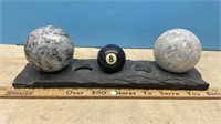 Stone Votive Holder w/2 Granite Balls & 1 Pool