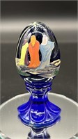 Fenton Cobalt Hp Birth Of The Savior Pedestal Egg