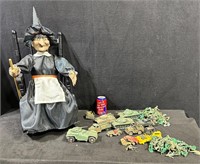 Witch in Rocker & Military Army Man Toy -Lot