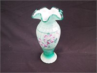 Fenton 8" high art glass cased ruffled vase