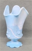 5" Fenton Blue Milk Glass Slag Vase