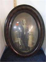 ANTIQUE PHOTOGRAPH & BUBBLE GLASS FRAME