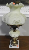 Fenton style yellow Satin floral double globe