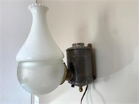 Antique Angle Oil Lamp w/ Milk Shade -Converted