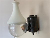 Antique Angle Oil Lamp w/ Milk Glass Shade