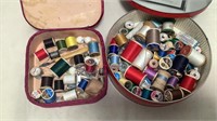 Tin & Small Box Of Misc Sewing Thread