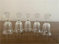 Lot of 5 Etched Crystal Bells