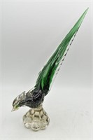 Murano Art Glass Long Tail Pheasant Sculpture