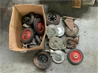 BOX OF INDUSTRIAL WHEELS.