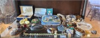 Shelf lot of misc jewelry sterling spoons and more