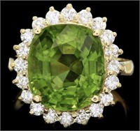 AIGL $ 10,820 9 Ct Peridot 1 Ct Diamond Ring