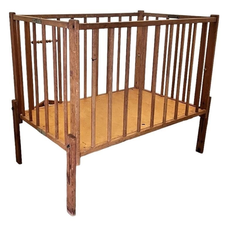 Striking Vintage Wooden Baby Crib