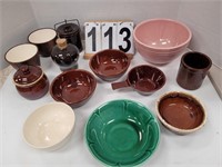 Assorted Stoneware Includes Pink Bowl