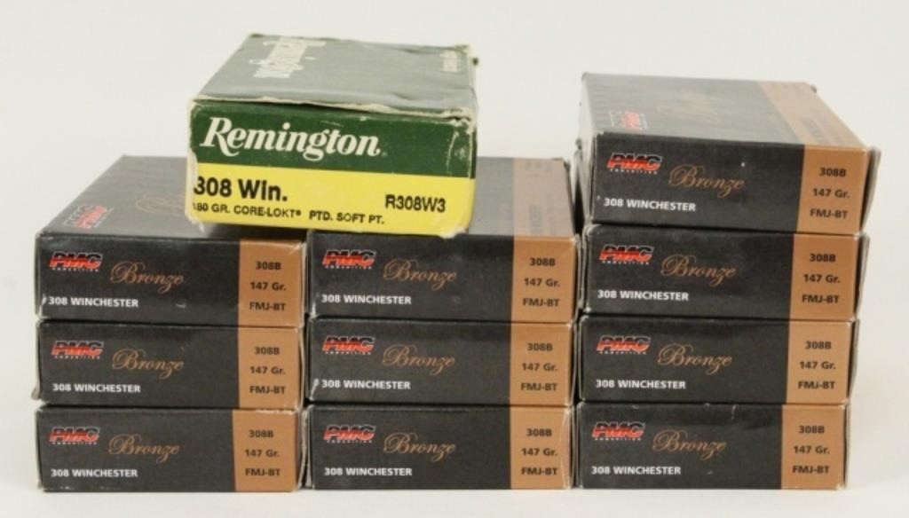 (11) Boxes of (20) 308 Winchester Bullets