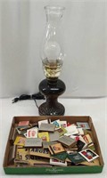 Vintage Amber Lamp Turned Electric and Large Lot
