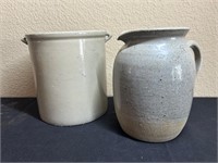 Pottery / Stoneware Crock & Pitcher