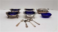 5 OPEN SALTS WITH SPOONS